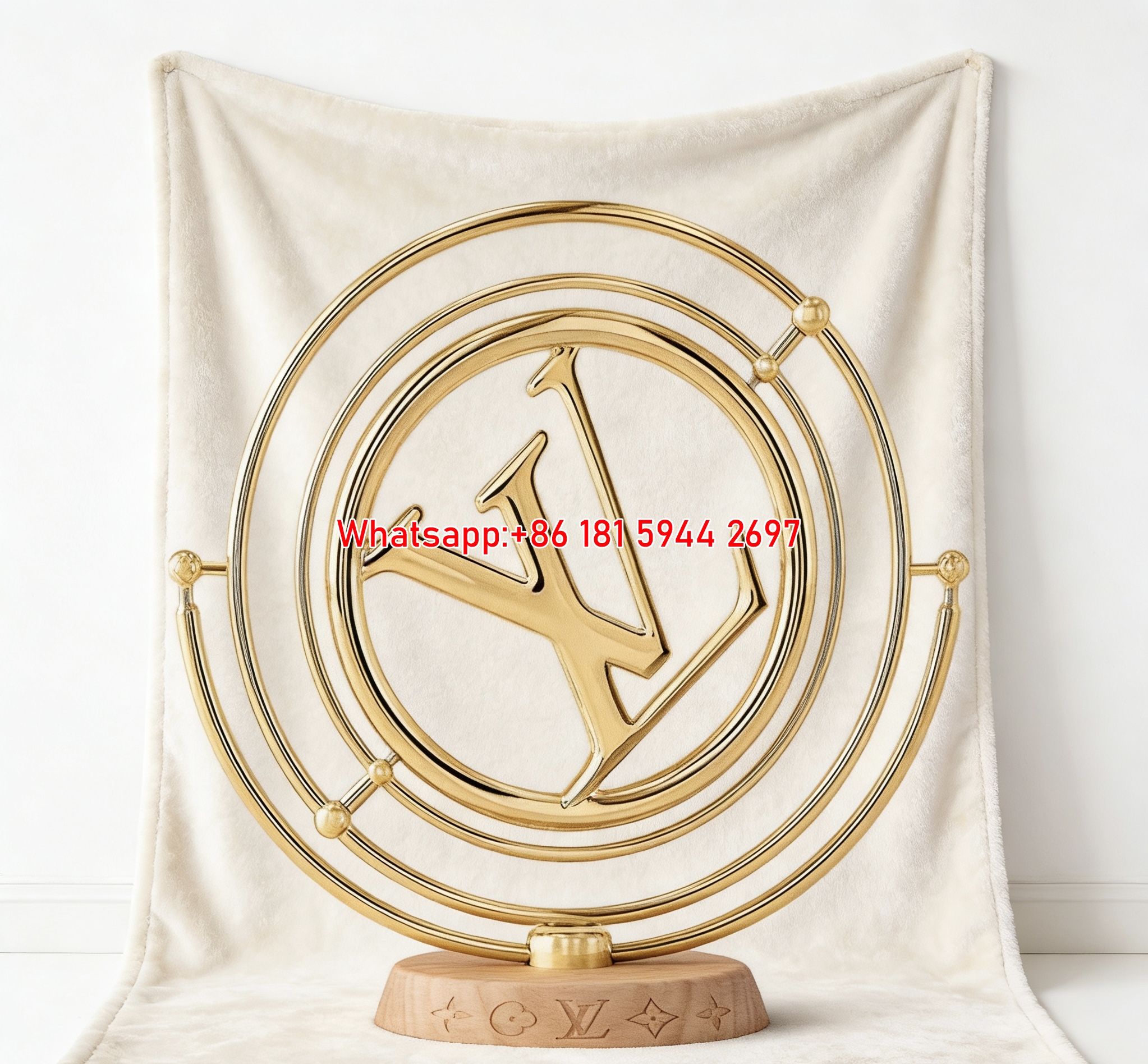 Luxury Gold LV Monogram Decor Flannel Sofa Throw Blanket 481